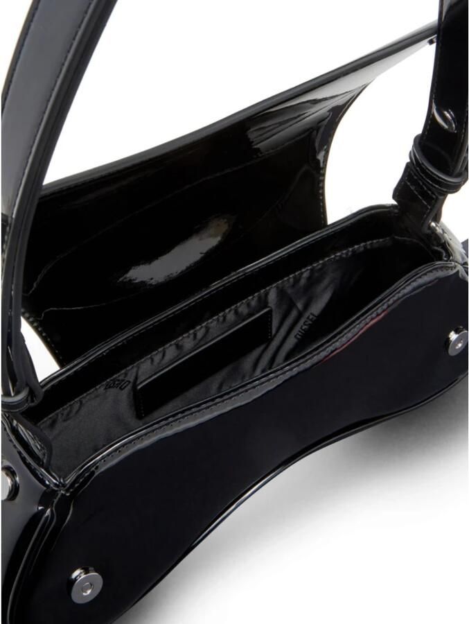 Diesel Zwarte schoudertas met ovaal D-logo Black Dames