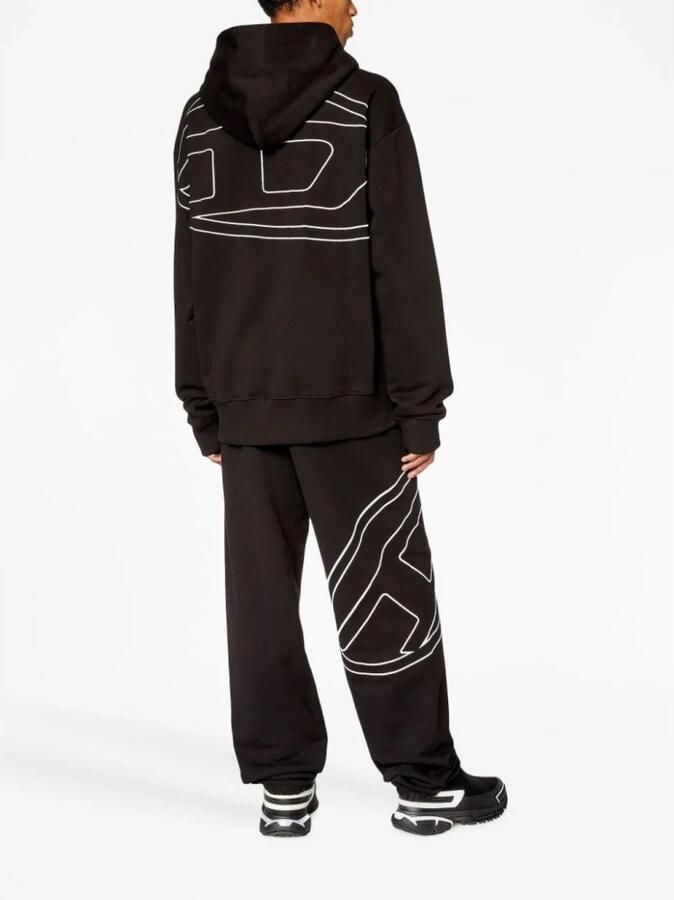Diesel Zwarte katoenen hoodie met maxi logo Zwart Heren