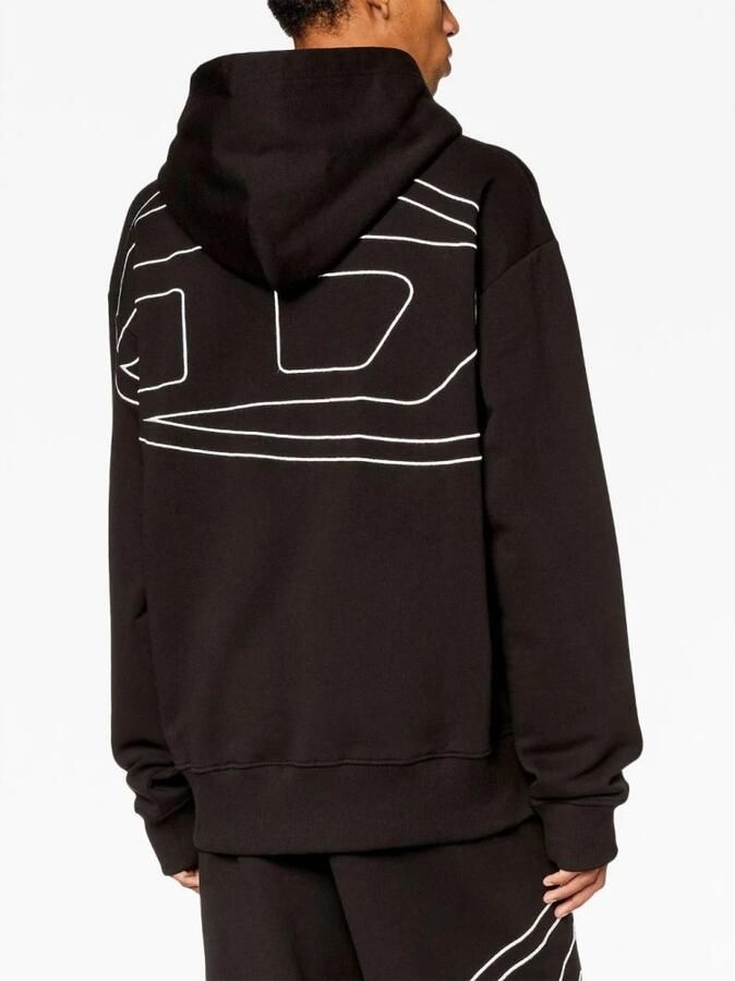 Diesel Zwarte katoenen hoodie met maxi logo Zwart Heren - Foto 6