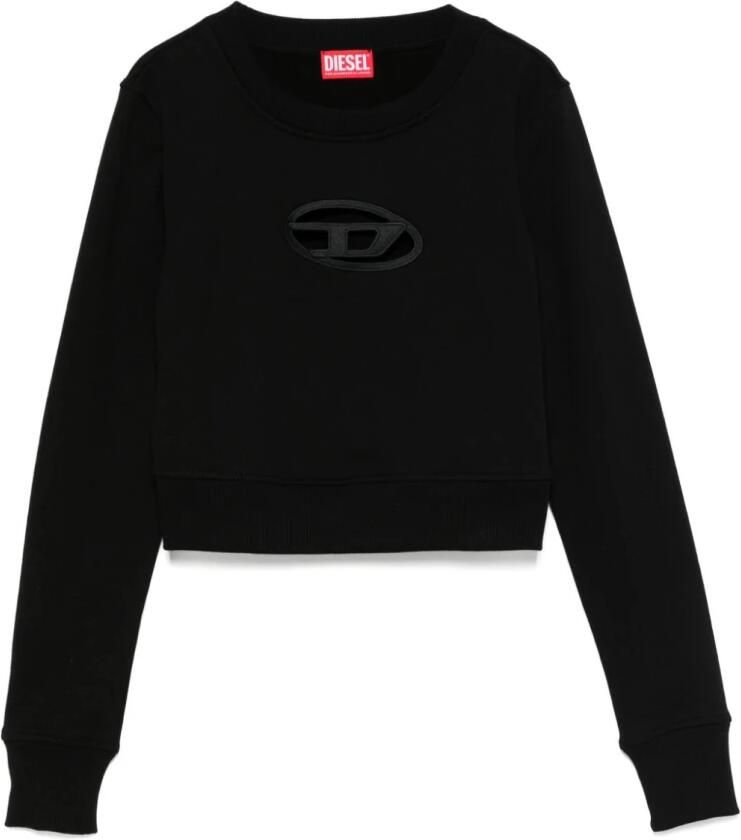 Diesel Zwarte Cropped Sweatshirt met Cut-Out Design Black Dames