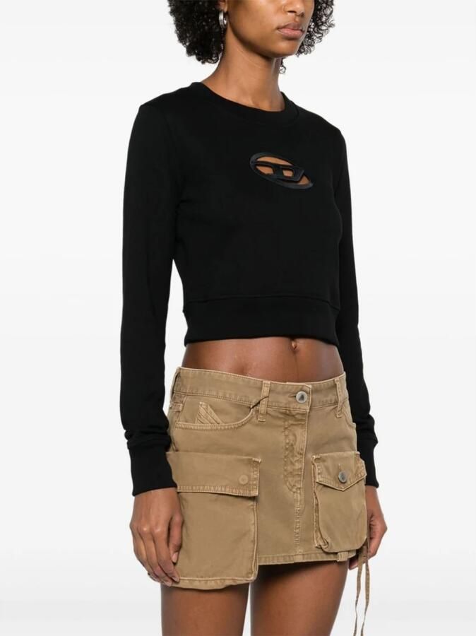 Diesel Zwarte Cropped Sweatshirt met Cut-Out Design Black Dames - Foto 3