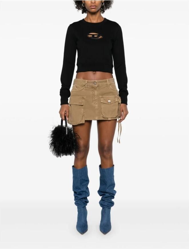 Diesel Zwarte Cropped Sweatshirt met Cut-Out Design Black Dames - Foto 5