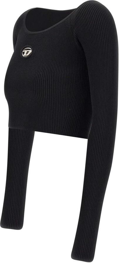 Diesel Ribgebreide Crop Top met Logo Black Dames - Foto 19