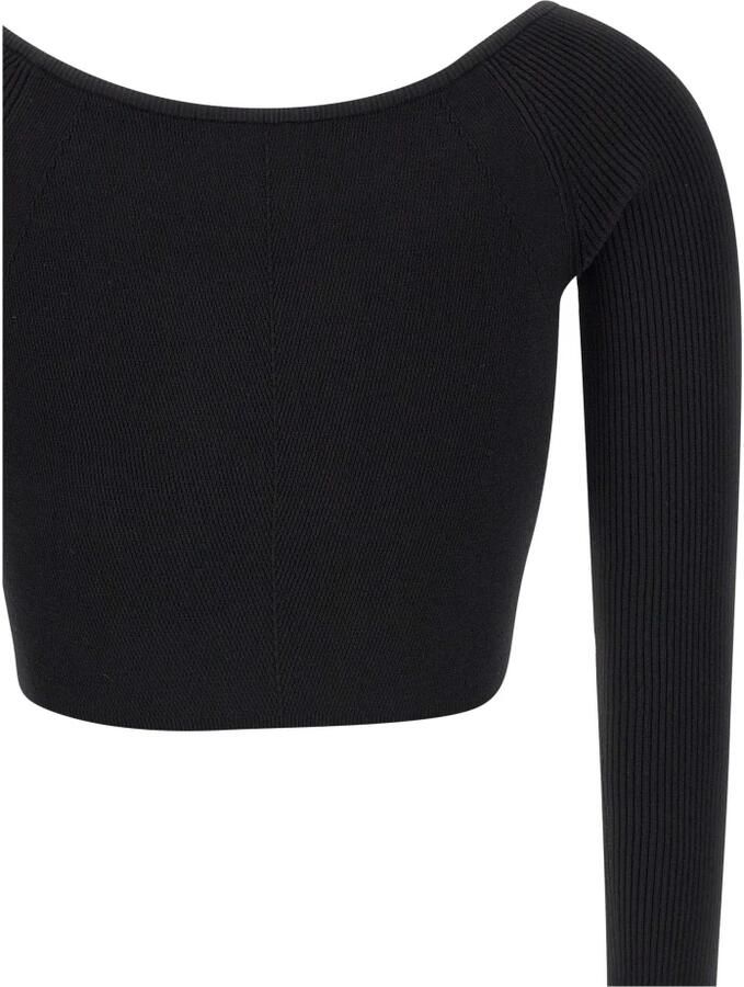 Diesel Ribgebreide Crop Top met Logo Black Dames - Foto 2