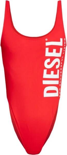 Diesel Maxi logo swimsuit in nylon Red Dames