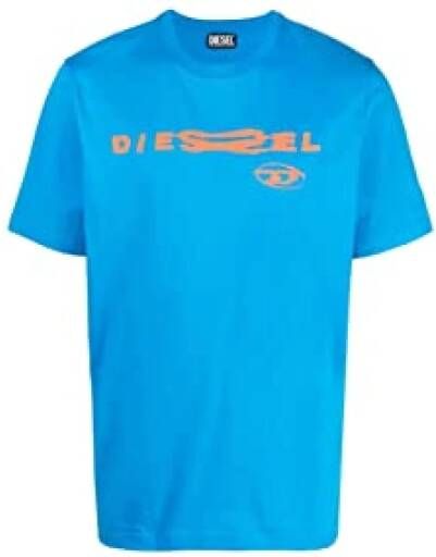 Diesel Electric Blue Katoenen T-shirt voor Heren Blauw Heren