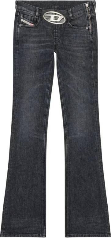 Diesel Flared zwarte jeans met Oval D metalen gesp details Zwart Dames