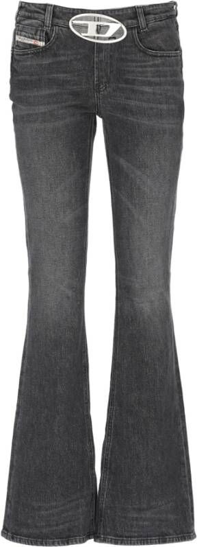 Diesel Flared zwarte jeans met Oval D metalen gesp details Black Dames