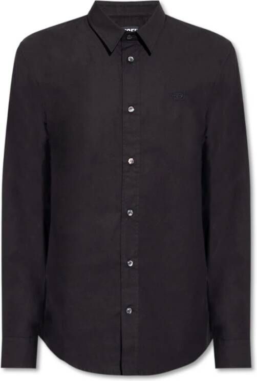 Diesel Shirt in technical cotton Black Heren