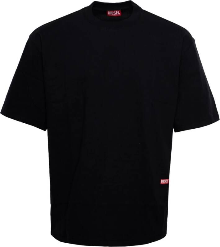 Diesel Foto-Print T-shirt met ronde hals Zwart Heren