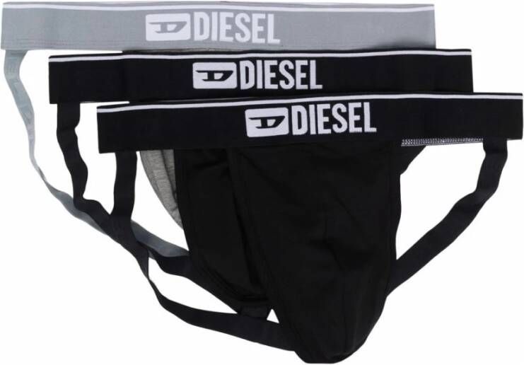 Diesel Geborduurd Logo Jockstrap Set Grijs Heren