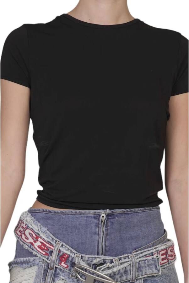 Diesel Gelaagd T-shirt Stijlvolle T-Olap Ontwerp voor Vrouwen Zwart Dames