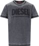 Diesel Grijze Burn Out Logo T-Shirt Grijs Heren - Thumbnail 1