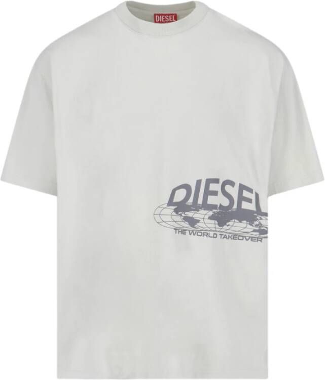 Diesel Grijze Katoenen T-shirt voor Heren Grijs Heren