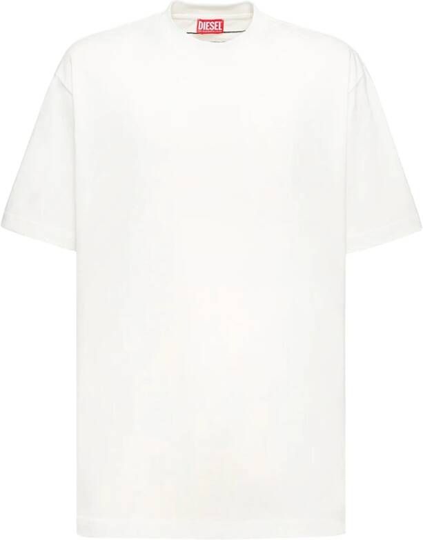 Diesel Heren Katoenen T-shirt met Oval-D Logo White Heren