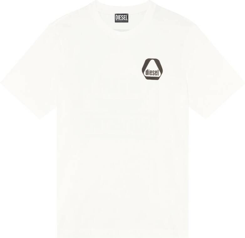 Diesel Heren Logo Schouder Hart T-Shirt White Heren