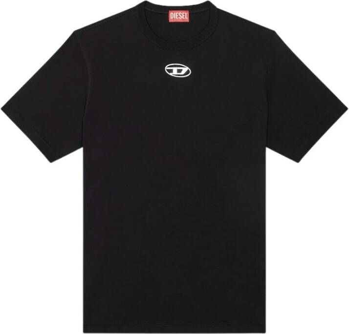 Diesel Heren T-shirt van katoen Zwart Korte mouw Logo D Black Heren