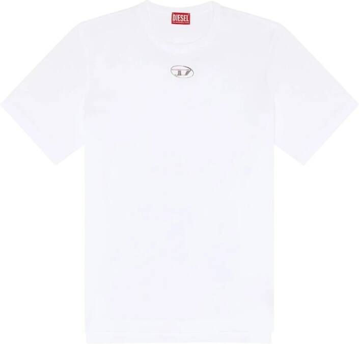 Diesel T-shirt met korte mouwen en D Metalen Logo White Heren