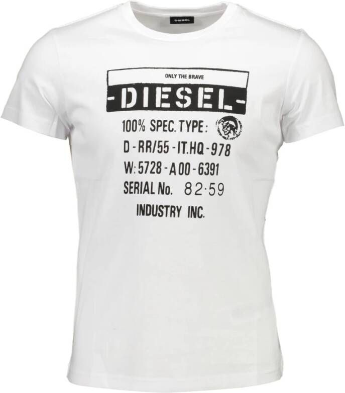 Diesel Heren Wit Katoenen T-Shirt Wit Heren