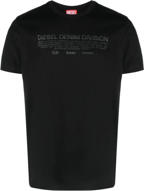 Diesel Heren Zwart Logo Print Katoenen T-Shirt Zwart Heren