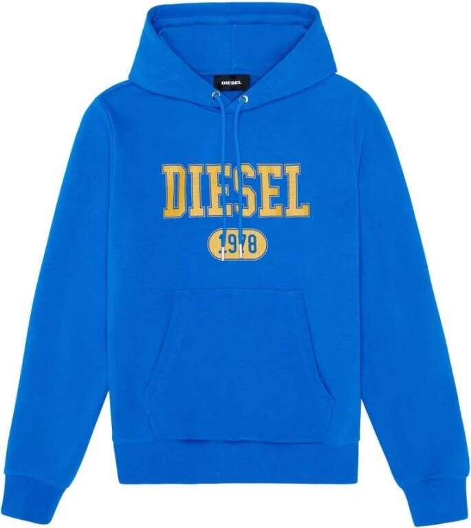 Diesel Hoodie en logo aan de voorkant Blauw Heren