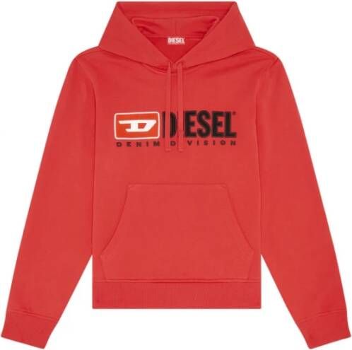 Diesel Hoodie met logo-applicatie Red Heren