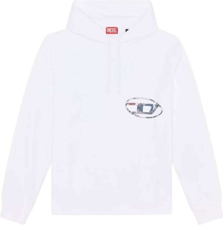 Diesel Witte Katoenen Trui met Planeet Motief White Heren
