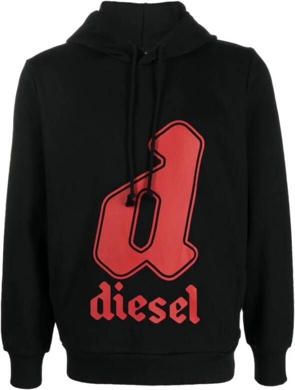 Diesel Logo-Print Hoodie Black Heren