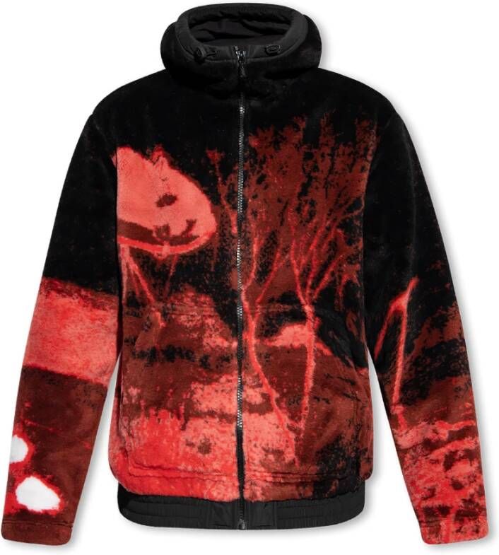 Diesel Teddy-fleece hoodie met grafisch motief Red Heren