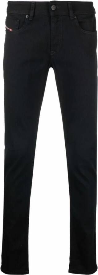 Diesel Zwarte Slim Fit Katoenen Jeans met Geborduurd Logo Black Heren