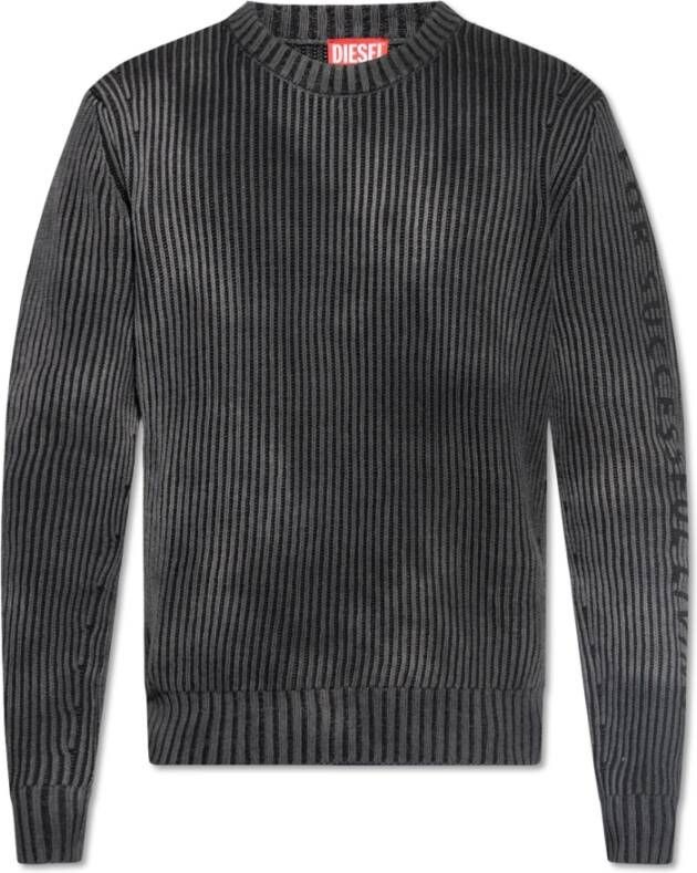 Diesel Monochrome Tie-Dye Crewneck Sweater Grijs Heren