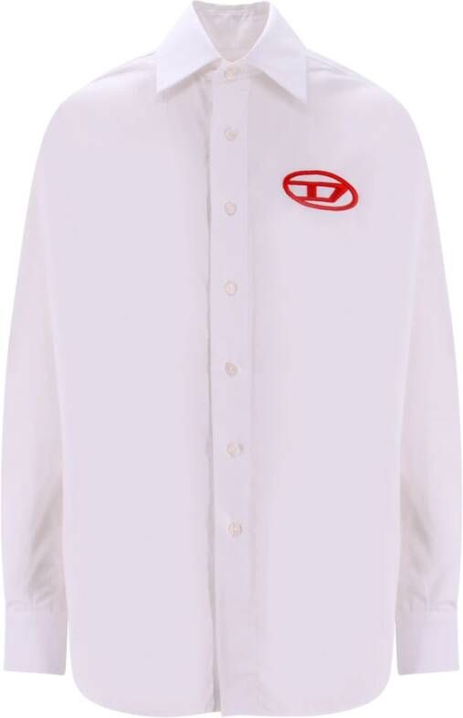 Diesel Katoenen damesoverhemd met geborduurd logo White Dames