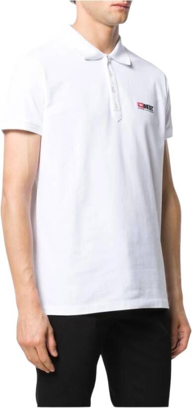 Diesel Wit Katoenen Poloshirt met Contrasterend Logo White Heren