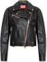 Diesel Biker jacket in tumbled leather Black Dames - Thumbnail 1