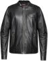 Diesel Leather biker jacket with distressed logo Black Heren - Thumbnail 1