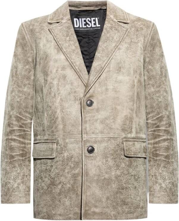 Diesel Leren jas Beige Heren