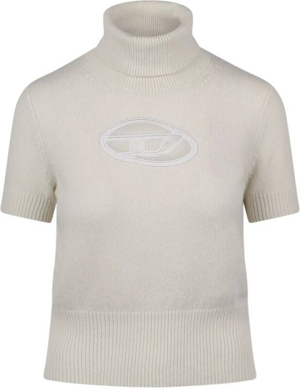 Diesel Logo-Geborduurde Gebreide Trui White Dames