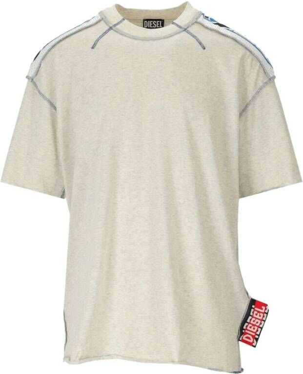 Diesel Mélange Grijs Mesh Logo T-Shirt Grijs Heren