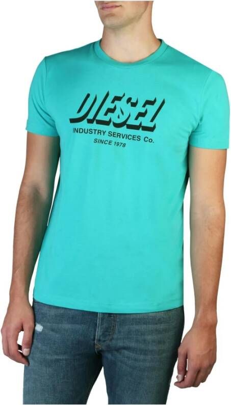 Diesel Heren Slim Fit Monochrome T-Shirt Blauw Heren
