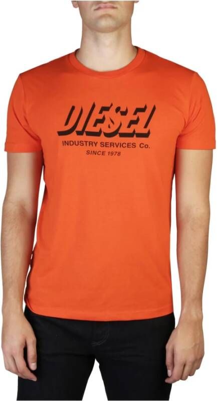 Diesel Heren T-Shirt Korte Mouwen Ronde Hals Orange Heren
