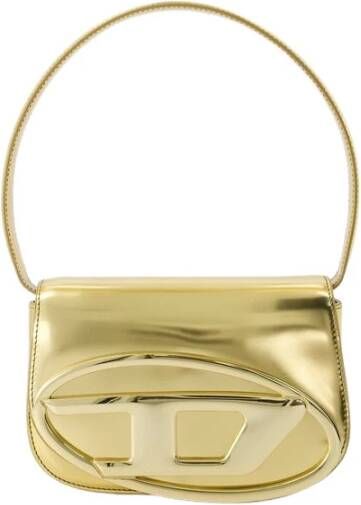 Diesel 1DR Iconic shoulder bag in mirrored leather Yellow Dames