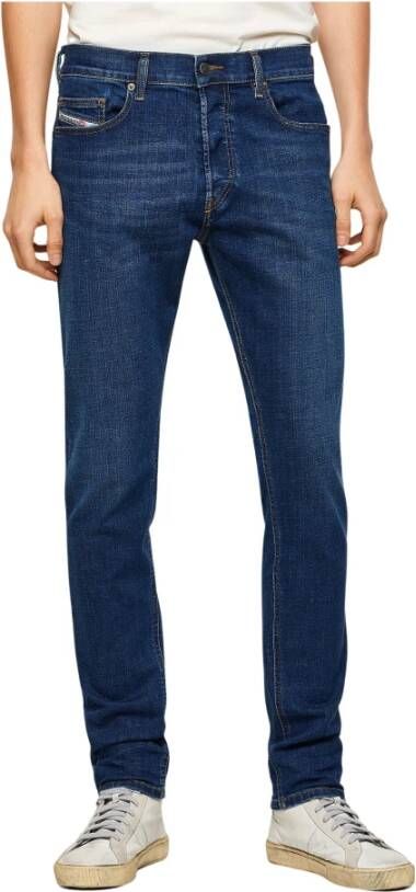 Diesel Moderne Slim-Fit Jeans met Logo Patch Blauw Heren