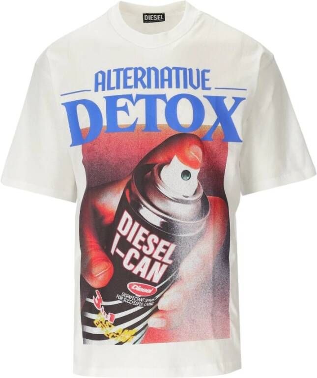 Diesel Oversized Heren T-shirt met Alternative Detox en Pure Energy Prints White Heren