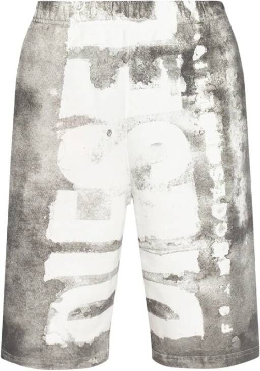 Diesel Casual katoenen Bermuda shorts met elastische tailleband Wit Heren