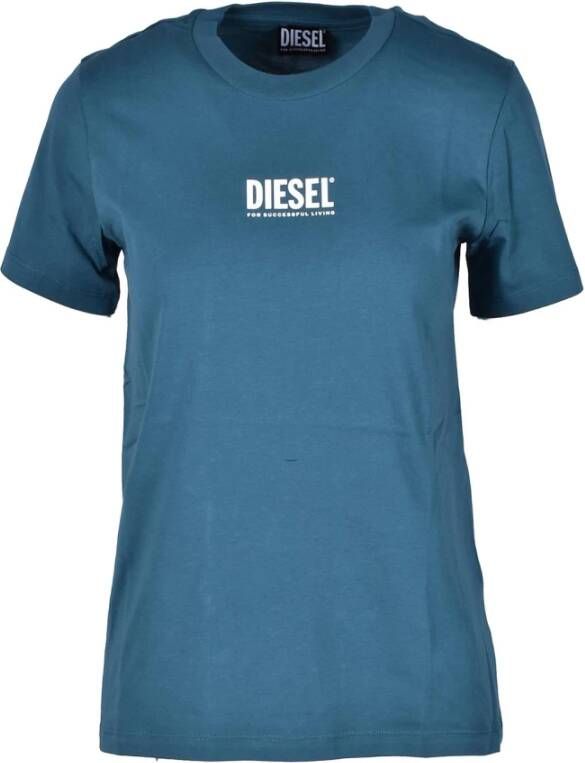 Diesel Petrolblauw Katoenen T-Shirt Blauw Dames
