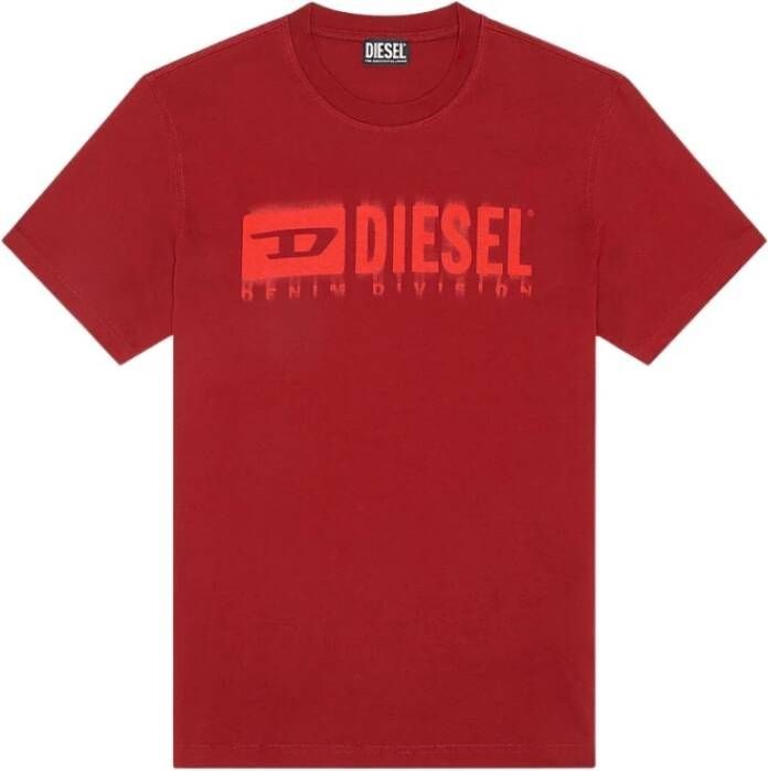 Diesel Rode Katoenen Jersey T-shirt Korte Mouwen Rood Heren