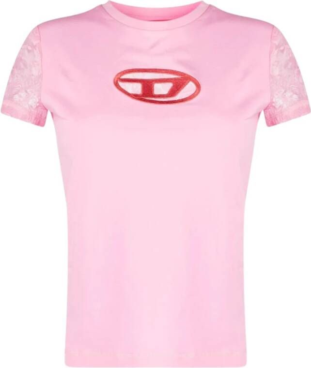 Diesel Roze T-shirt voor dames met kanten achterpaneel Roze Dames