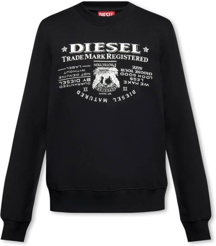Diesel Zwart Katoenen Sweatshirt met Logo Print Black Heren