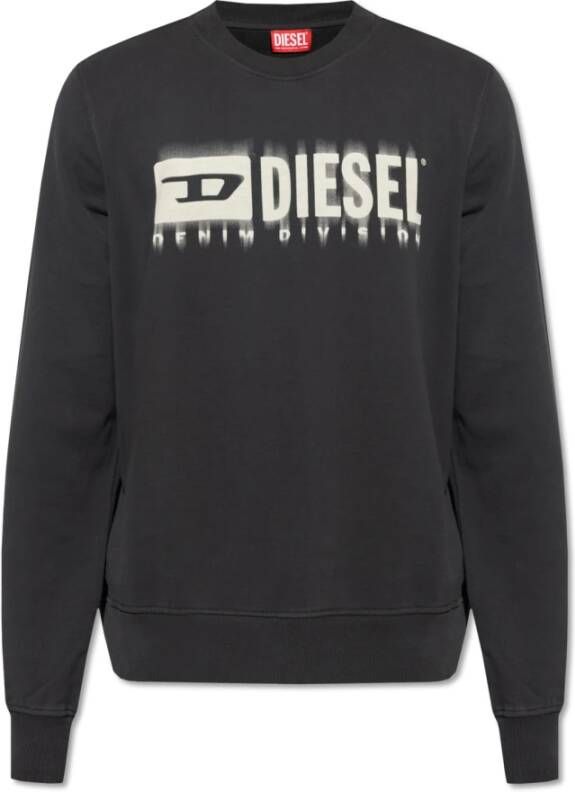 Diesel Logo-Print Sweatshirt in Houtskoolgrijs Gray Heren