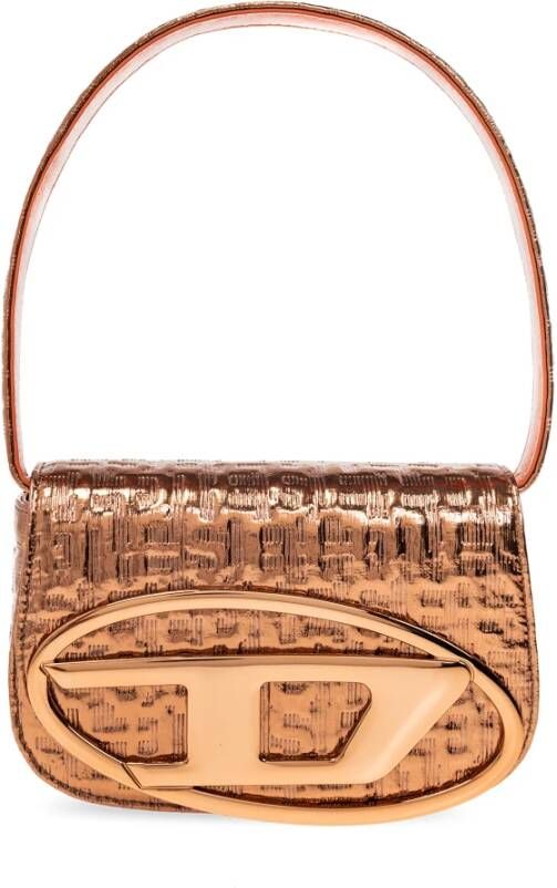 Diesel Logo-Plaque Schoudertas Metallic Finish Oranje Dames